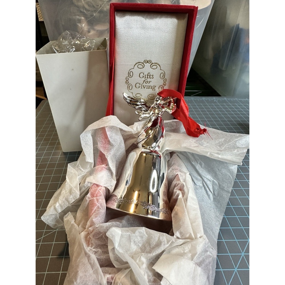 Godinger Angel Bell Ornament Vintage Christmas Angel Silver Plated Bell w Box